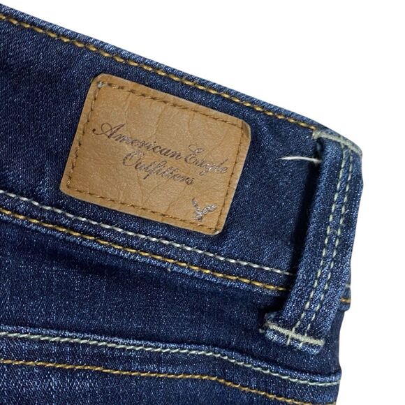 American Eagle Jeans Womens 14 Long Bootcut Slim Boot Denim Stretch Dark Wash - Picture 11 of 13